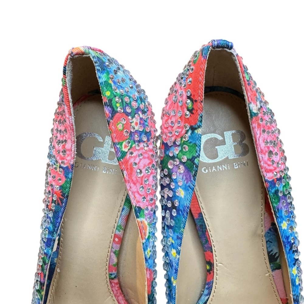 Gianni Bini Shoes Womens Size 6.5 Floral Rhinestone Pumps Stiletto Heels - Picture 3 of 12